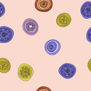 Abstract vector vintage colored circles seamless pattern 스톡 일러스트