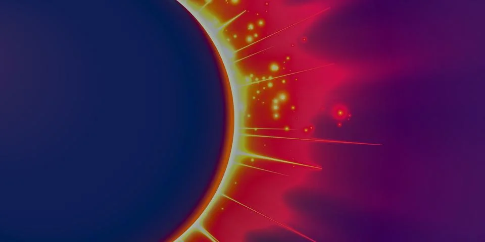 Abstract vector violet background with planet and eclipse of its star. Bright Stock Illustration