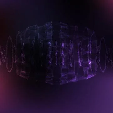 Abstract vector violet mesh background. Chaotically connected points and poly Illustrazione stock