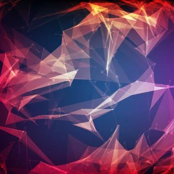 Abstract vector violet mesh background. Chaotically connected points and poly 스톡 일러스트