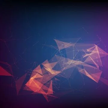 Abstract vector violet mesh background. Chaotically connected points and poly Illustrazione stock