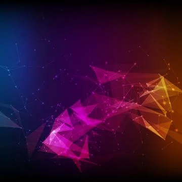 Abstract vector violet mesh background. Chaotically connected points and poly 스톡 일러스트