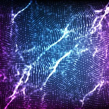 Abstract vector violet wave mesh background. Point cloud array. Chaotic light Illustrazione stock