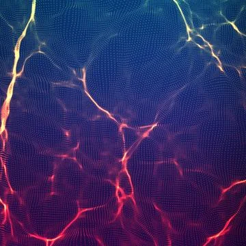 Abstract vector violet wave mesh background. Point cloud array. Chaotic light Illustrazione stock