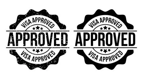 Abstract Vector Visa Approve Stamp Icon or Logo Design Template Stock Illustration