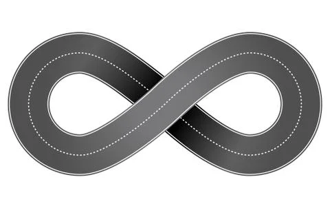 Abstract vector volume illustration of infinity endless road isolated on whit 스톡 일러스트