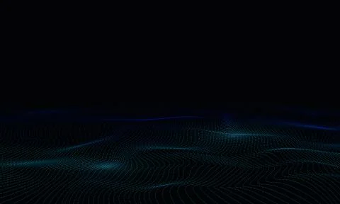 Abstract vector wave curve moving dots flow particles cyber technology Stock Illustration