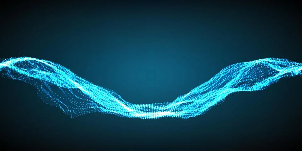 Abstract vector wave mesh background. Point cloud array. Chaotic light waves. Illustrazione stock
