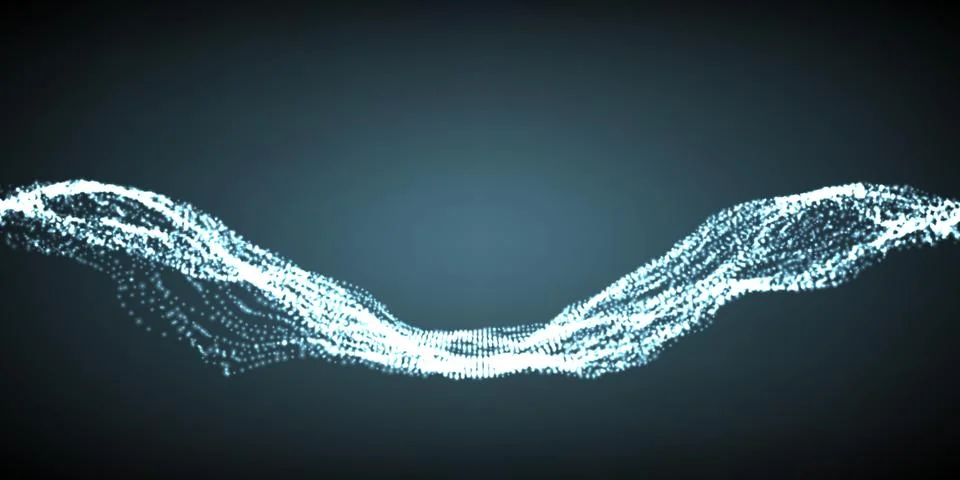 Abstract vector wave mesh background. Point cloud array. Chaotic light waves. Illustrazione stock