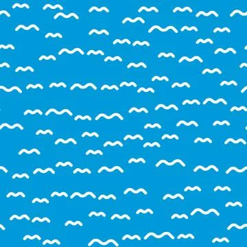 Abstract vector waves seamless pattern on blue Illustrazione stock