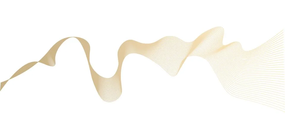 Abstract vector wavy lines flowing smooth curve gold gradient color on Stock Illustration