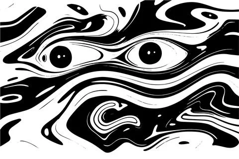 Abstract vector wavy seamless pattern. Trendy retro psychedelic background in Stock Illustration