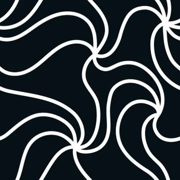 Abstract vector white curved lines on a black background. Seamless pattern for Stock Illustration