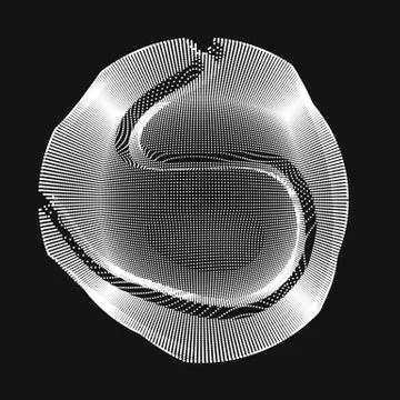 Abstract vector white mesh sphere on dark background. Futuristic style card.  Illustrazione stock