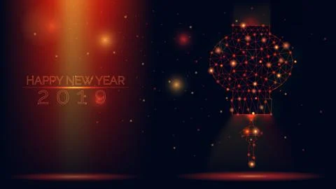 Abstract vector wireframe Chinese paper lantern of bright light Stock-Illustration