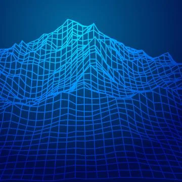 Abstract vector wireframe landscape background. Stock Illustration