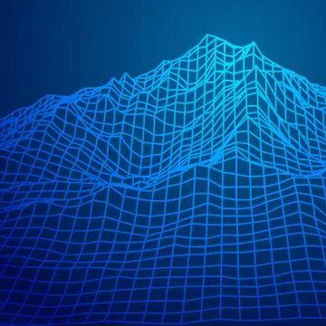 Abstract vector wireframe landscape background. Illustrazione stock