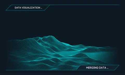 Abstract vector wireframe landscape background. Cyberspace grid. 3d technology Stock Illustration