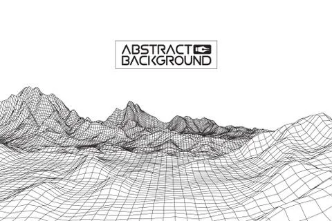 Abstract vector wireframe landscape background. Cyberspace grid. 3d technology Stock-Illustration
