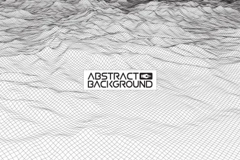 Abstract vector wireframe landscape background. Cyberspace grid. 3d technology Stock Illustration
