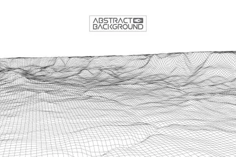 Abstract vector wireframe landscape background. Cyberspace grid. 3d technology Иллюстрация