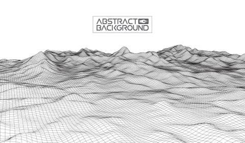 Abstract vector wireframe landscape background. Cyberspace grid. 3d technology Иллюстрация