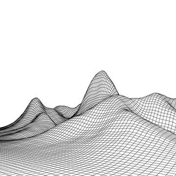 Abstract vector wireframe landscape background. Cyberspace grid. 3d technology Stock Illustration