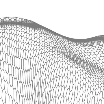 Abstract vector wireframe landscape background. Cyberspace grid. 3d technology Stock Illustration