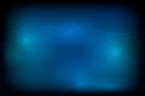 Abstract vector wireframe landscape background. 3D futuristic mesh mountains Stock Illustration