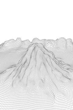 Abstract vector wireframe landscape background. 3D futuristic mesh mountains Stock Illustration