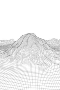 Abstract vector wireframe landscape background. 3D futuristic mesh mountains Illustrazione stock