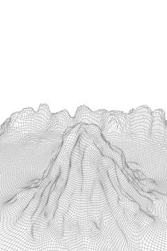 Abstract vector wireframe landscape background. 3D futuristic mesh mountains Stock Illustration