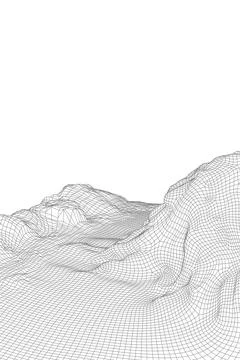 Abstract vector wireframe landscape background. 3D futuristic mesh mountains Stock Illustration