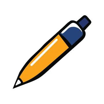 Abstract Vector Yellow and Blue Pen Icon or Logo Design Template Stockillustratie