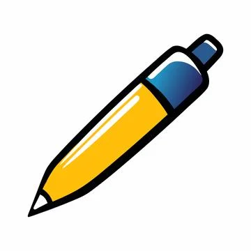 Abstract Vector yellow and blue pen with black outline Icon or Logo Design .. Stock Illustration