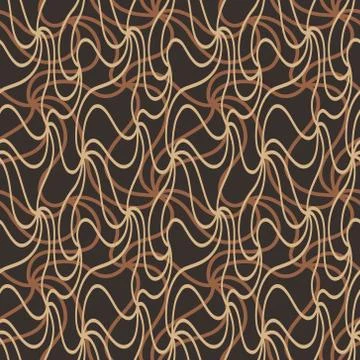 Abstract vector yellow and orange often arranged curved lines on a dark Stock Illustration