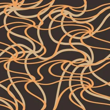 Abstract vector yellow often arranged curved lines on a brown background Stock Illustration