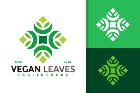 Abstract Vegan Leaf Modern Logo Design  Vector Template 스톡 일러스트