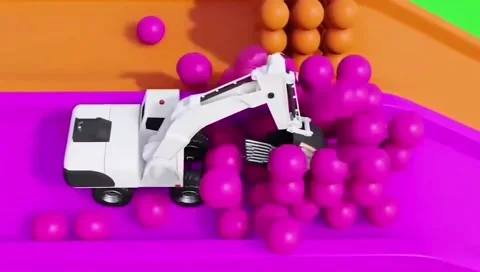 Abstract Vehicle Drop into Ball Pool Satisfying 3D Animation Vídeos de archivo 332760748