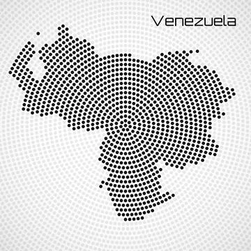 Abstract Venezuela map of radial dots, halftone concept. Vector illustration Stock Illustration