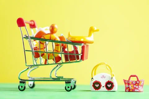 Abstract versatile image showing summer vacation shopping concept with beach  Stock Photos