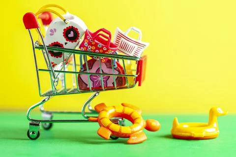 Abstract versatile image showing summer vacation shopping concept with beach  Stock Photos