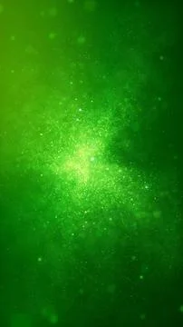 Abstract Vertical Ambient Flyer Background of Swirling Luminous Green Particl Stock Illustration