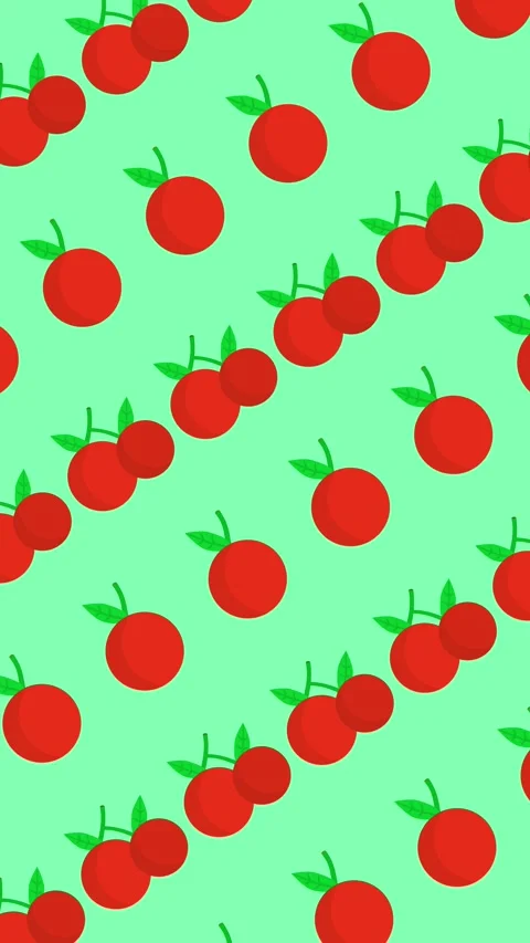 Abstract vertical background with a fresh red cherry icon in tile backdrop loop Stock Footage 325831502