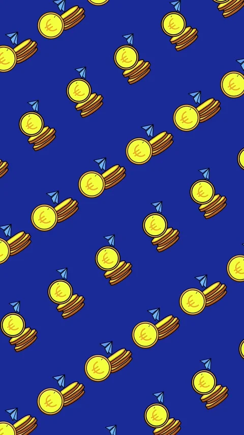 Abstract vertical background with seamless pattern of euro coins and paper plane Video stock 325831621