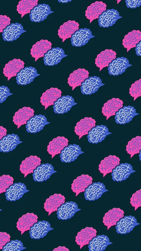 Abstract vertical background with seamless pattern of brain speech bubbles icons 库存影片 325832055