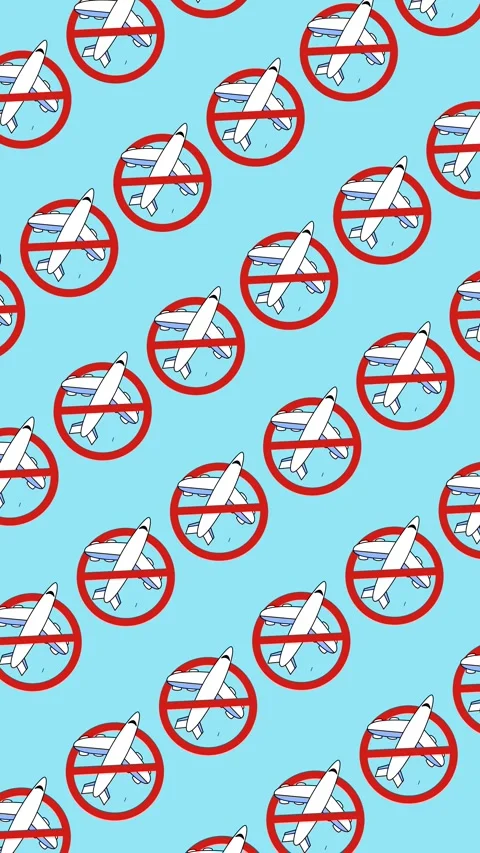 Abstract vertical background with seamless pattern of prohibited flight icons Stock Footage 326120590