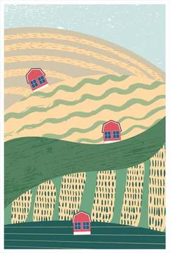 Abstract vertical background vector, nature, agricultural landscape. Landscap Stock Illustration