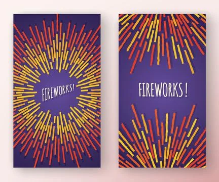 Abstract vertical banners with multicolored fireworks shapes and copy space.. Illustrazione stock