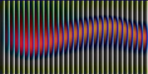 Abstract vertical bar pattern. Sinuous color gradient flow in red orange blue Stock Illustration